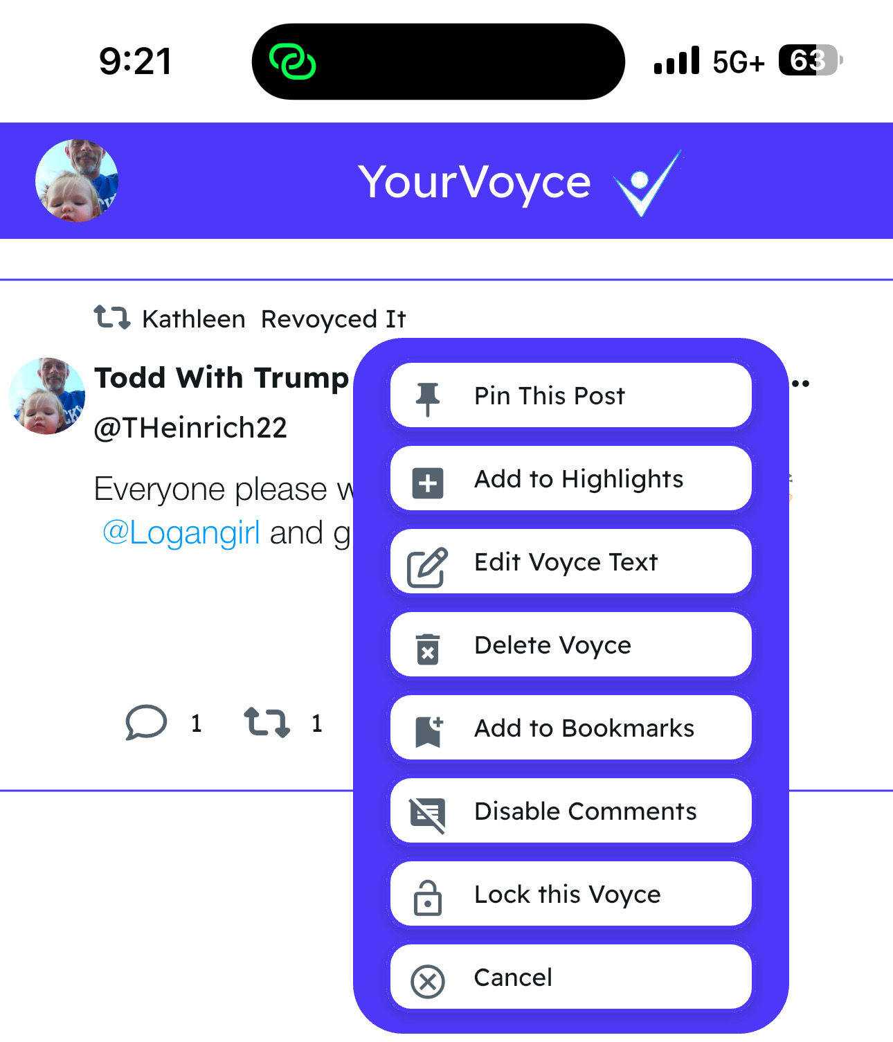 User photo attachment